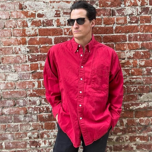 Vintage club room red button front utility shirt sz xl - Picture 4 of 7